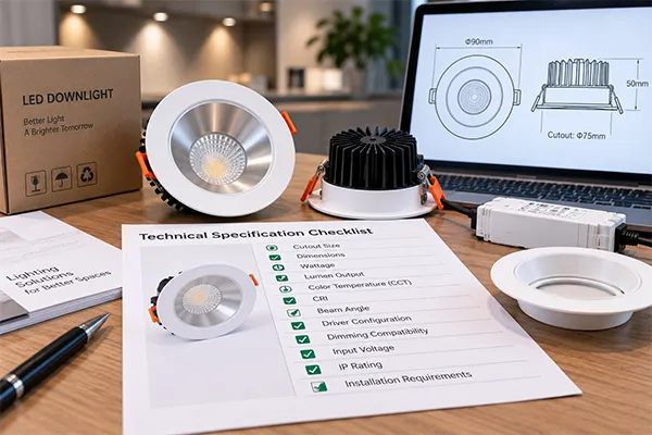 LED downlight technical specification checklist LED downlight brand technical specification checklist including cutout beam angle and CRI