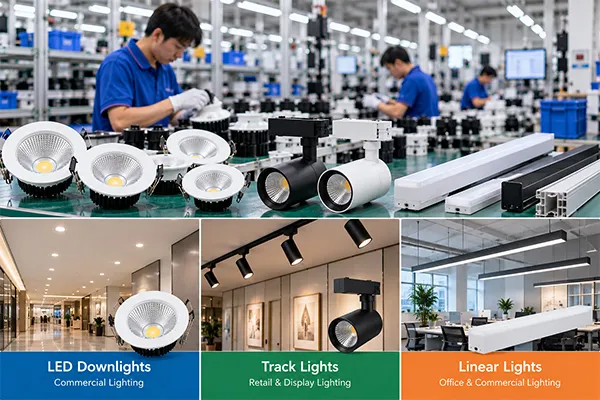 Lighting manufacturers in China specializing in LED downlights track lights and linear lights