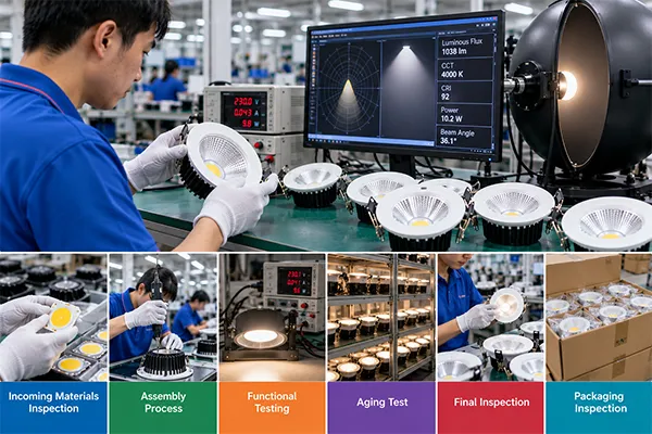 Quality control process at lighting manufacturers in China for commercial LED fixtures