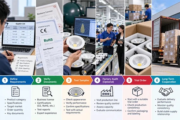 Supplier shortlist process for lighting manufacturers in China