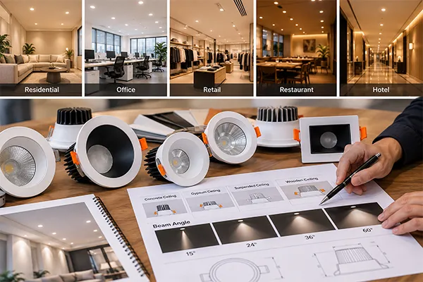 Best brand for downlights selected by ceiling type and beam angle