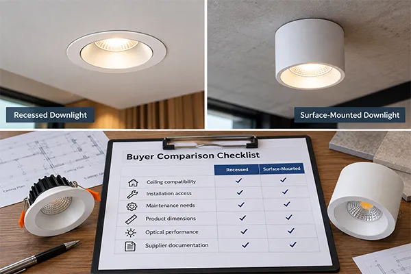 Downlight Procurement Comparison Checklist buyer comparison checklist for recessed and surface mounted downlights