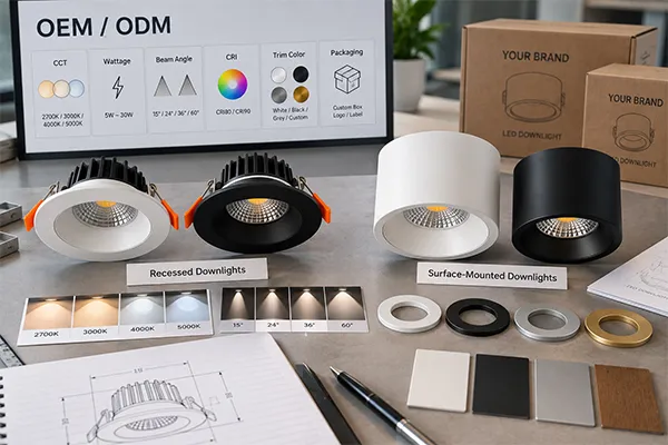 OEM ODM Downlight Customization OEM ODM custom recessed and surface mounted downlights