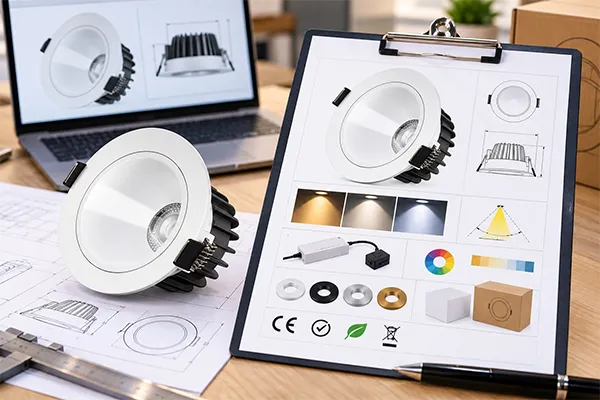 LED downlight specification sheet for China manufacturer quotation