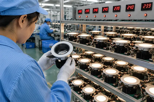 LED downlight suppliers in China performing aging tests