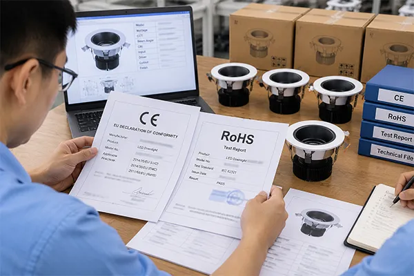 LED downlight suppliers in China compliance document verification