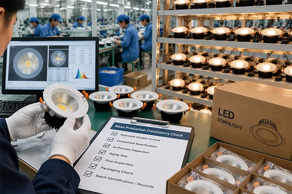 LED downlight manufacturers quality control and aging test process