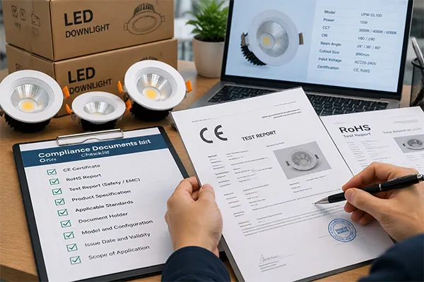 LED downlight manufacturers compliance documents and product verification