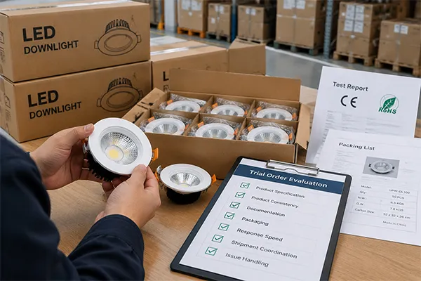 small trial order from LED downlight manufacturers before bulk purchase