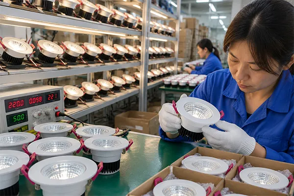 Professional LED downlight factory performing aging tests and final inspection