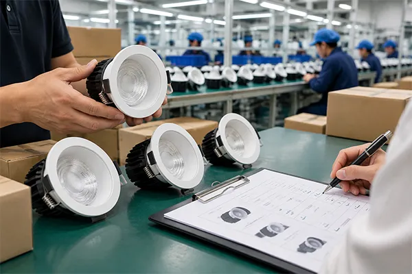 LED downlight manufacturers evaluating samples and mass production consistency