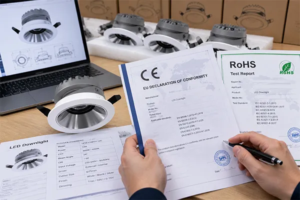 China LED downlight manufacturer CE and RoHS documentation verification