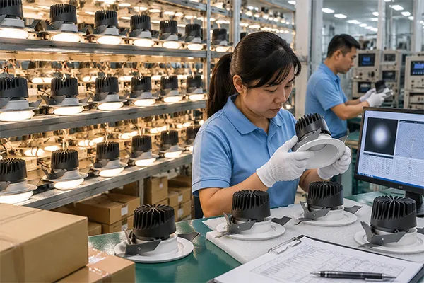 LED downlights aging test and pre-shipment quality inspection process