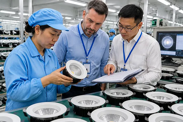 LED Downlight Production Quality Control Audit LED downlight factory audits reviewing production quality control records