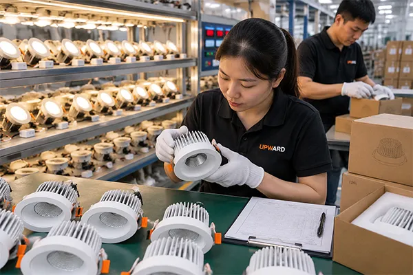LED downlight exporter in China conducting aging tests and pre-shipment inspection