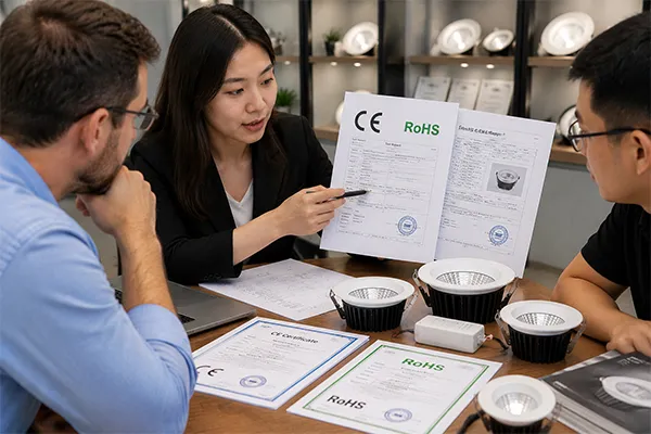 LED downlight manufacturer providing certification documents for buyer verification