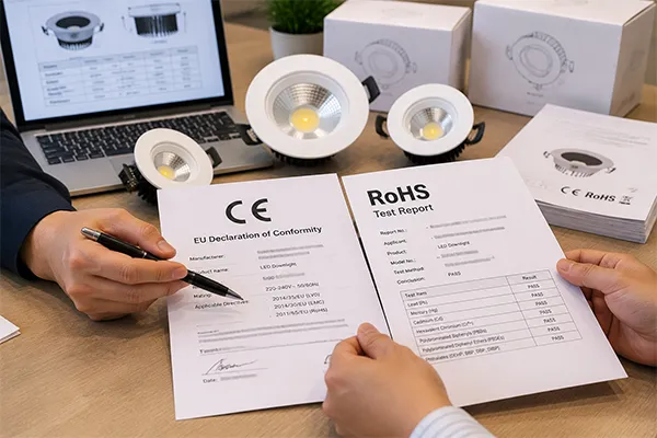 LED downlight suppliers providing model specific CE and RoHS document review