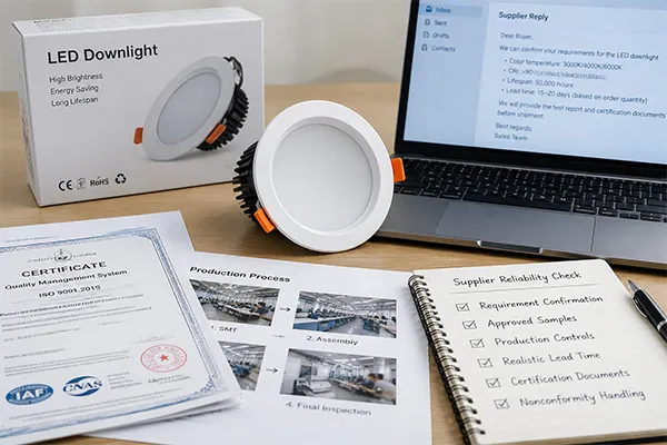 how buyers verify supplier reliability for LED downlights