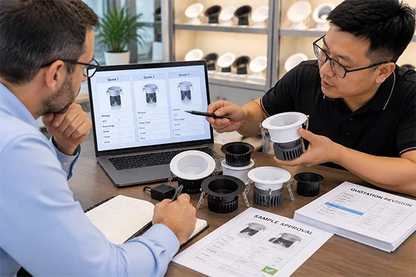 LED downlight manufacturer quotation revision and sample approval workflow